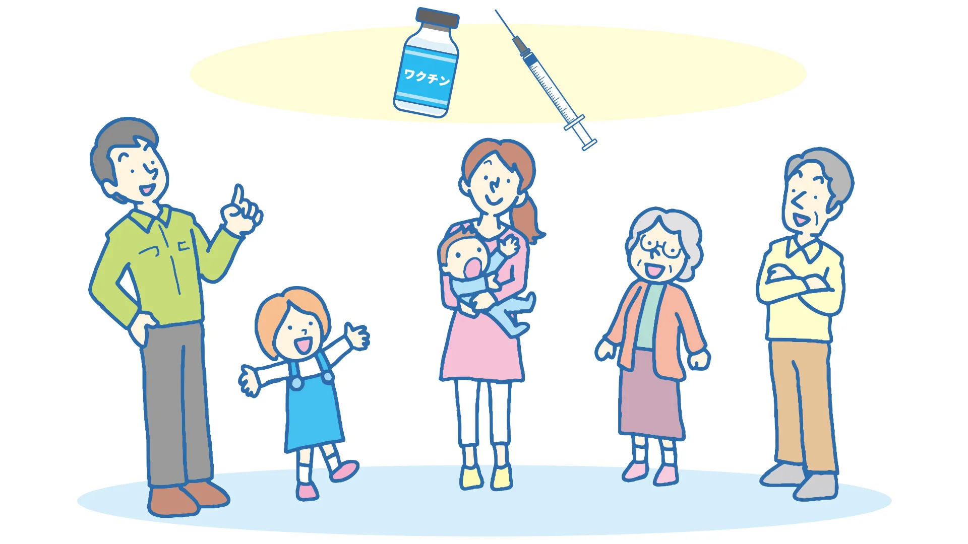定期予防接種について話し合う家族