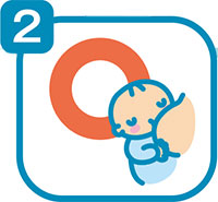 イラスト：母乳を飲む赤ちゃんにマルの印